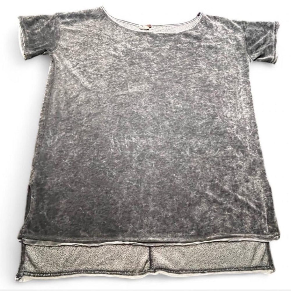 We the Free Distressed Acid Wash Blackish grey Velvet Tunic, oversized M